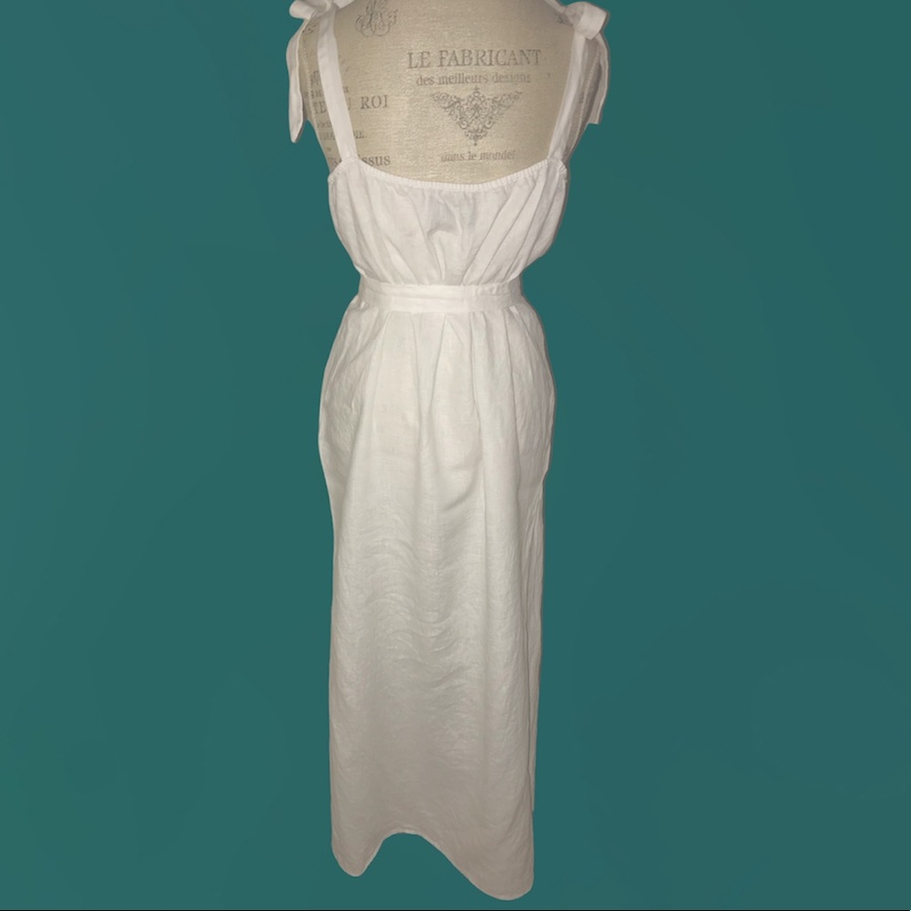 SOLD Reformation Linen Dress XL XXL White Midi Sundress Elliot EUC - Picture 5 of 10